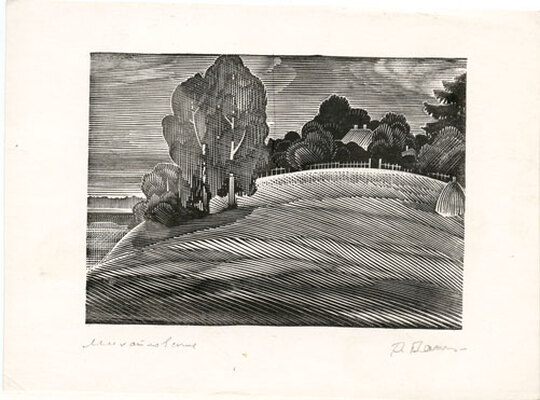 Васильев Валентин Михайлович. Лот из восьми линогравюр из цикла «По пушкинским местам» с приложением рукописного письма, адресованного автором М. Трухницому: